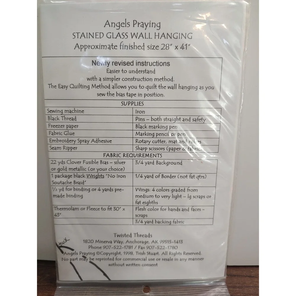 Angels Praying Stained Glass Style Wall hanging Quilt Pattern By Trish Stuart